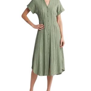Mila Mae Midi Button Down Shirt Dress in Green